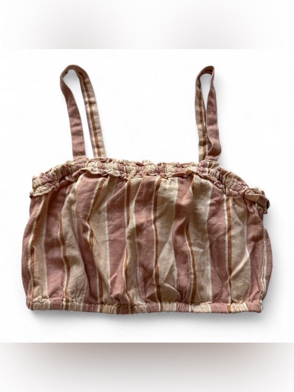 NWT Amuse Society Pink & Beige Striped Crop Top | Size: S.